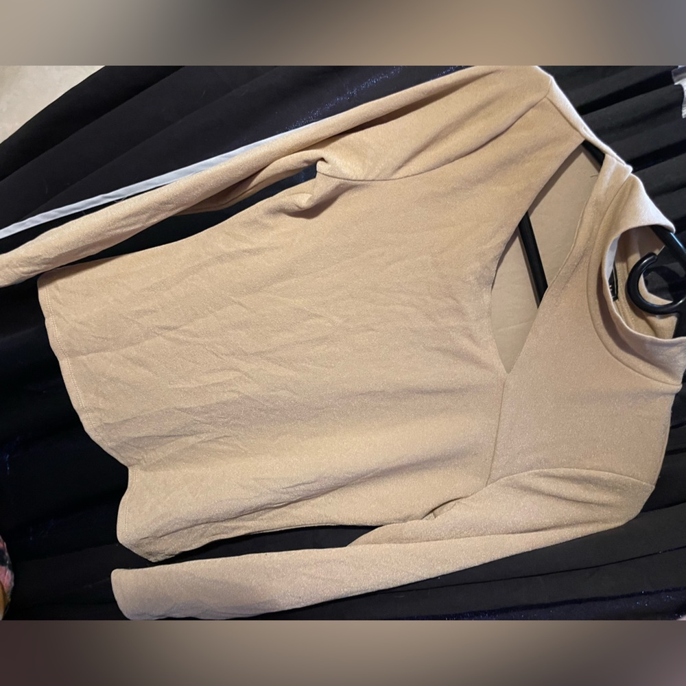 Tan colored super cute chest cut out and long sleeve